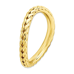 Sterling Silver Stackable Expressions Polished Gold-plated Wave Ring