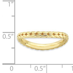 Sterling Silver Stackable Expressions Polished Gold-plated Wave Ring