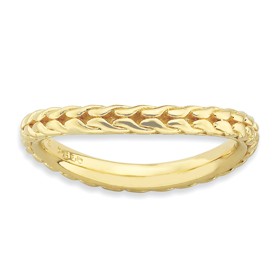 Sterling Silver Stackable Expressions Polished Gold-plated Wave Ring