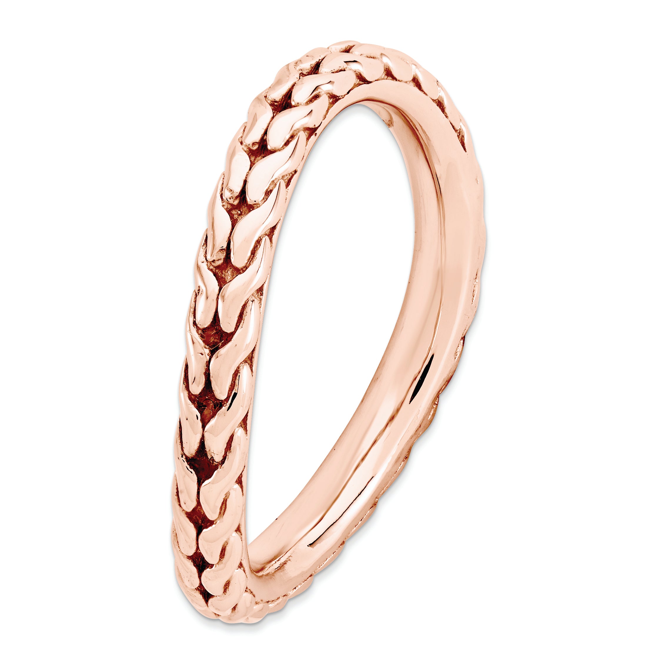 Sterling Silver Stackable Expressions Polished Pink-plated Wave Ring