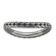 Sterling Silver Stackable Expressions Polished Black-plated Wave Ring