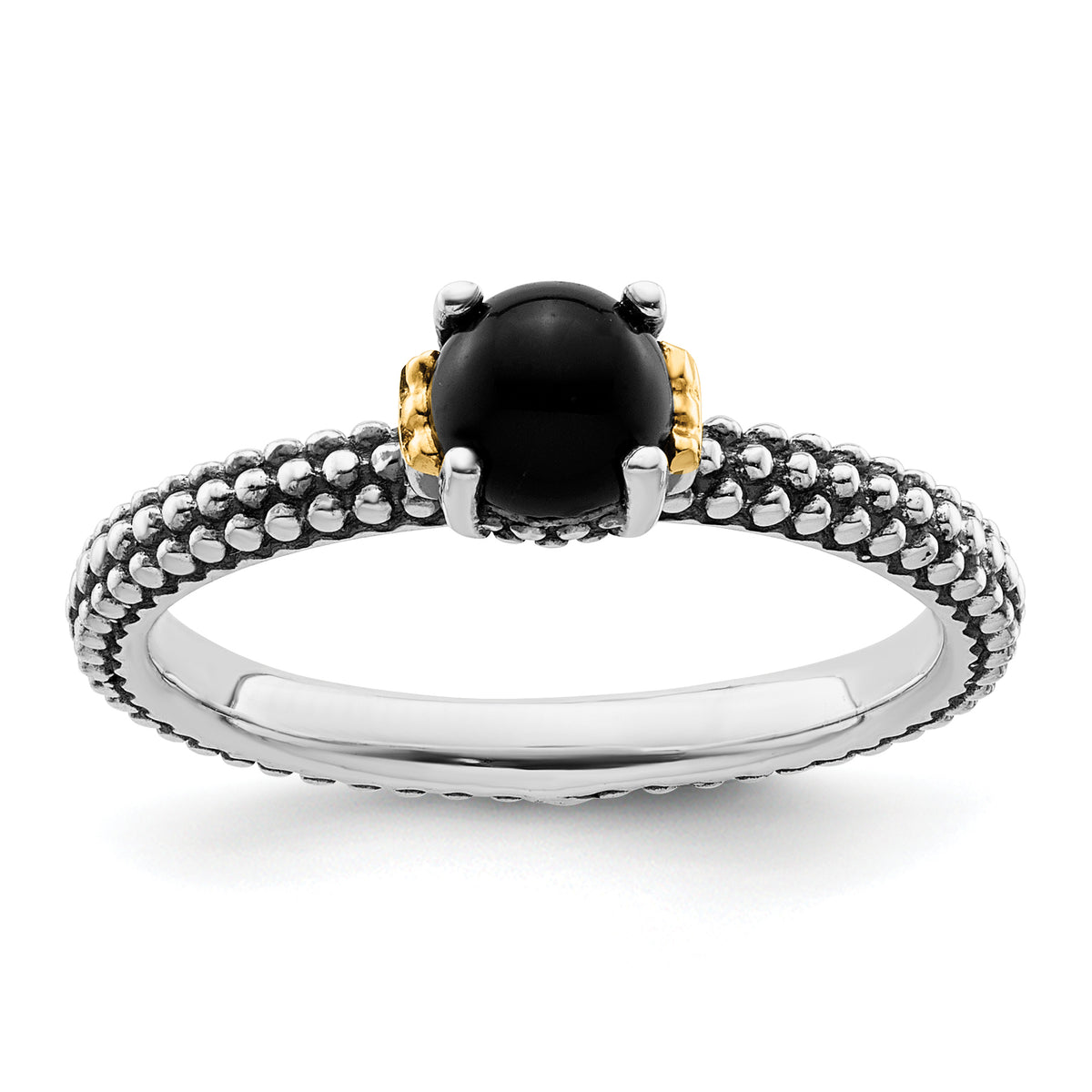 Sterling Silver & 14k Stackable Expressions Onyx Antiqued Ring