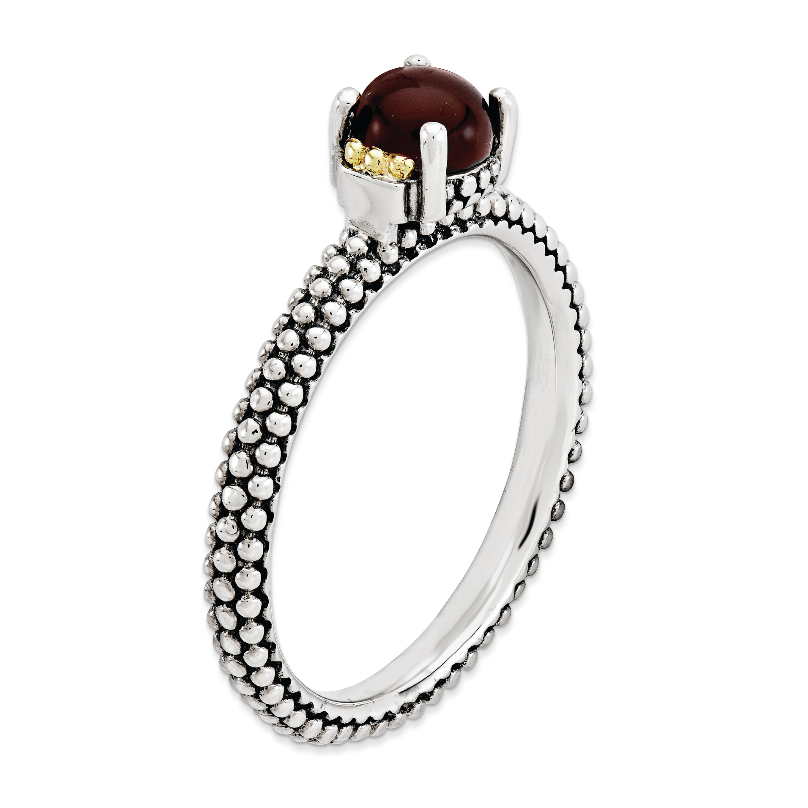 Sterling Silver & 14k Stackable Expressions Red Agate Antiqued Ring