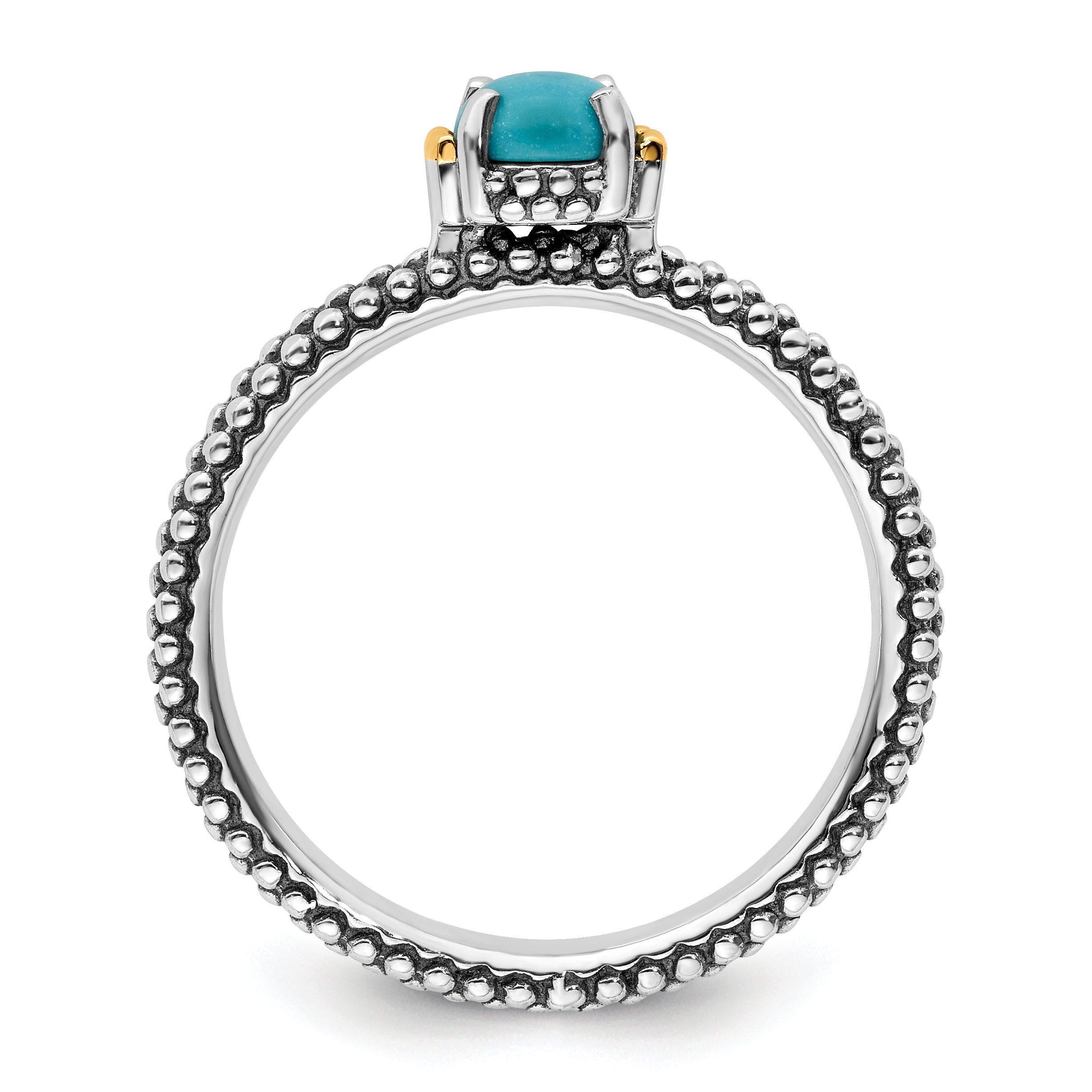 Sterling Silver & 14k Stackable Expressions Turquoise Antiqued Ring