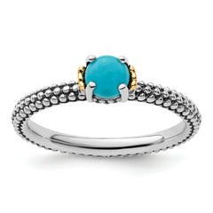 Sterling Silver & 14k Stackable Expressions Turquoise Antiqued Ring