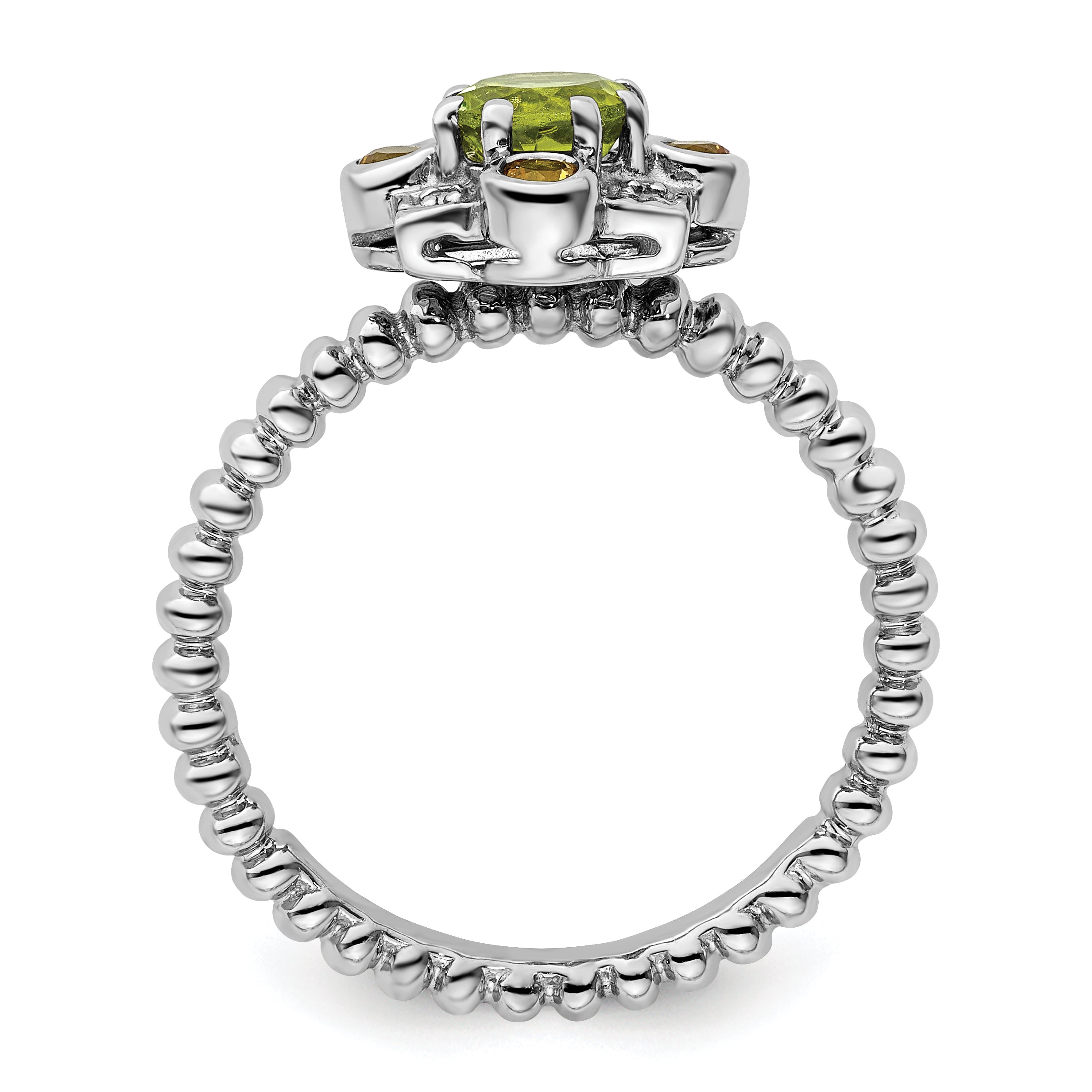 Sterling Silver Stackable Expressions Peridot, Citrine & Diamond Ring