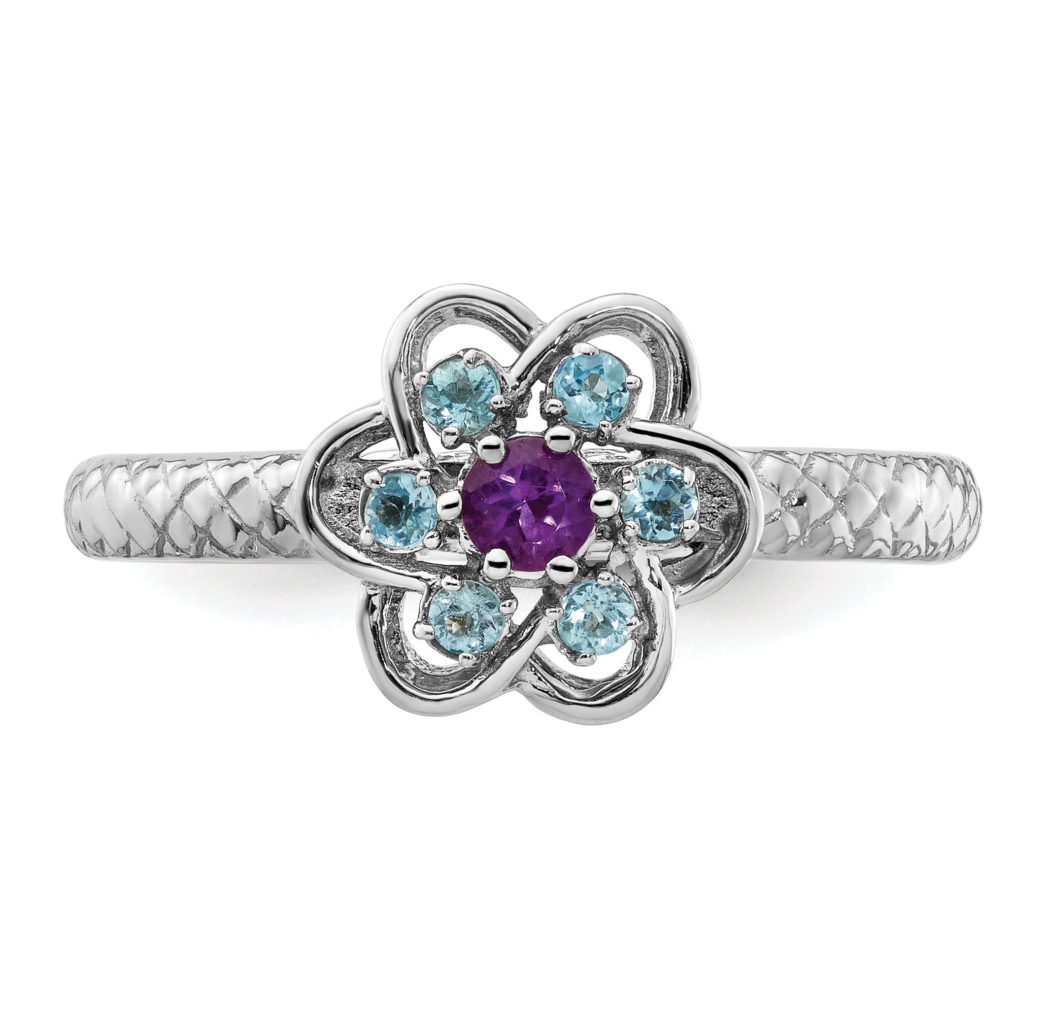 Sterling Silver Stackable Expressions Amethyst & Blue Topaz Stackable Ring