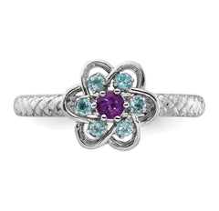 Sterling Silver Stackable Expressions Amethyst & Blue Topaz Stackable Ring