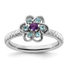 Sterling Silver Stackable Expressions Amethyst & Blue Topaz Stackable Ring