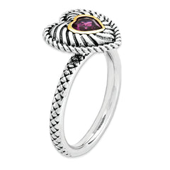 Sterling Silver & 14k Stackable Expressions Rhod. Garnet Antiqued Ring