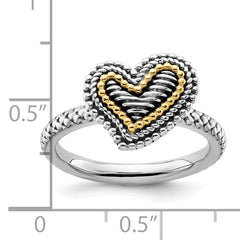 Sterling Silver & 14k Stackable Expressions Antiqued Heart Ring