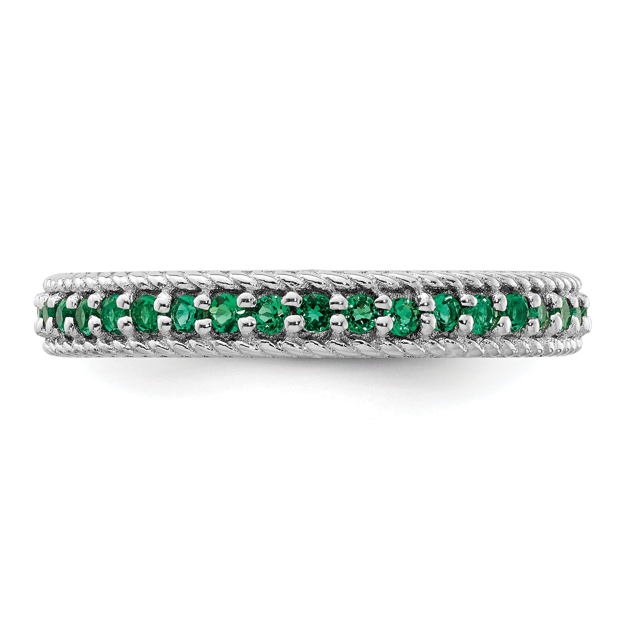 Sterling Silver Stackable Expressions Polished Cr. Emerald Eternity Ring