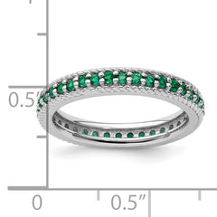 Sterling Silver Stackable Expressions Polished Cr. Emerald Eternity Ring