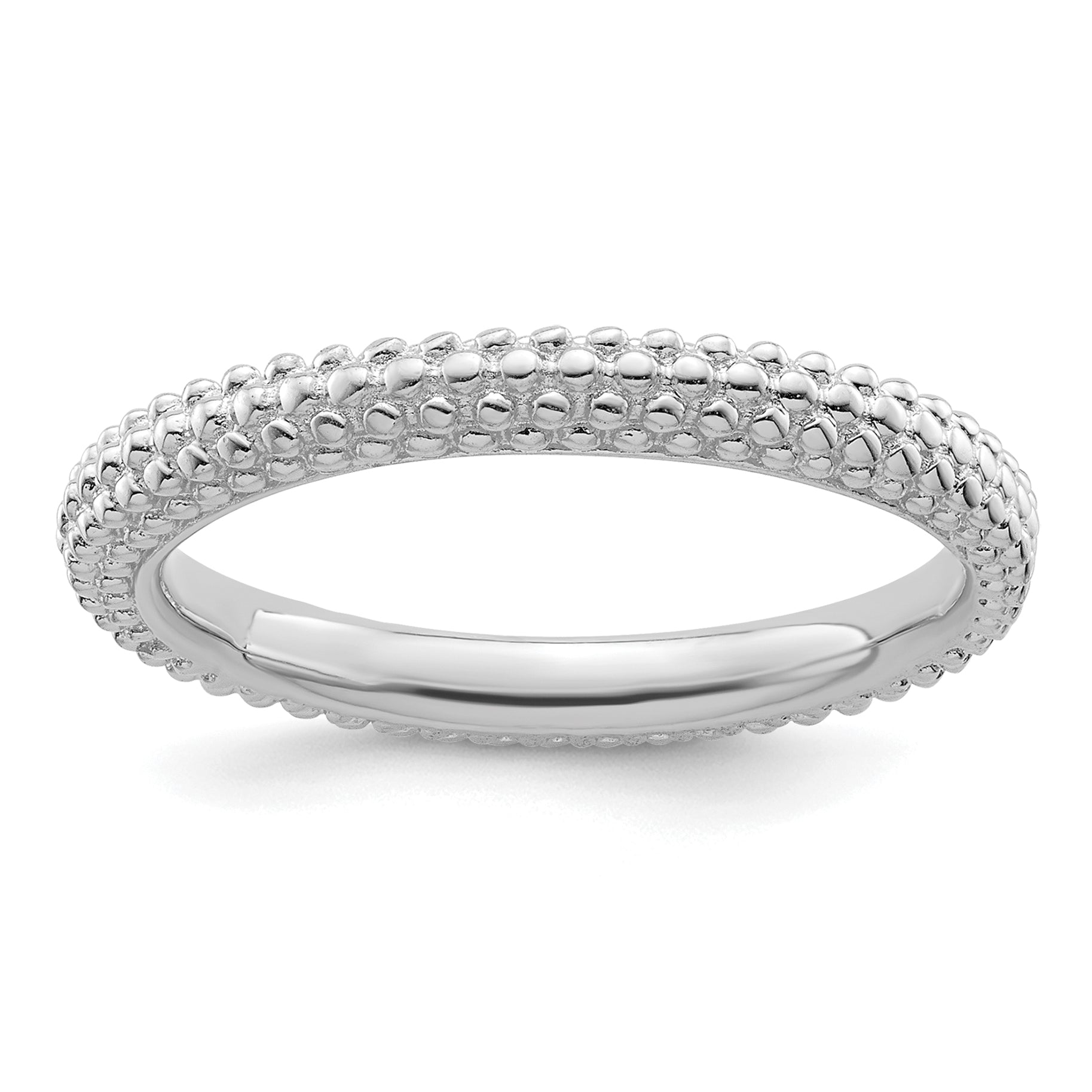 Sterling Silver Stackable Expressions Rhodium-plated Domed Ring