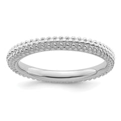 Sterling Silver Stackable Expressions Rhodium-plated Domed Ring