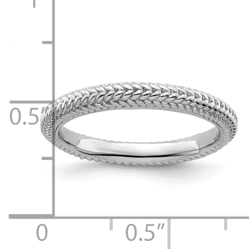 Sterling Silver Stackable Expressions Rhodium-plated Domed Ring