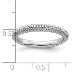 Sterling Silver Stackable Expressions Rhodium-plated Domed Ring