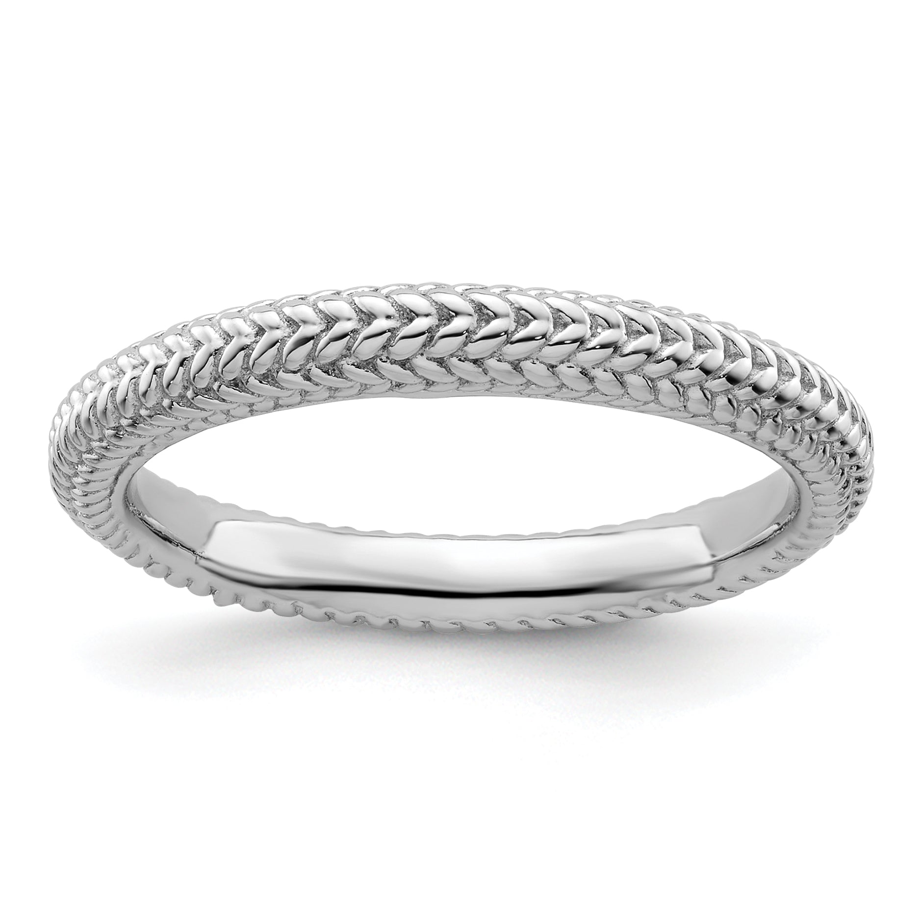 Sterling Silver Stackable Expressions Rhodium-plated Domed Ring