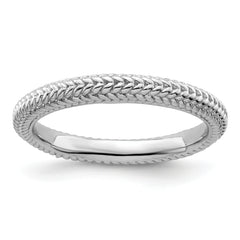 Sterling Silver Stackable Expressions Rhodium-plated Domed Ring