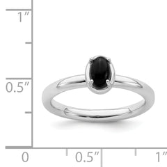 Sterling Silver Stackable Expressions Onyx Polished Ring