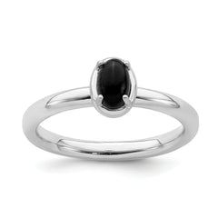 Sterling Silver Stackable Expressions Onyx Polished Ring