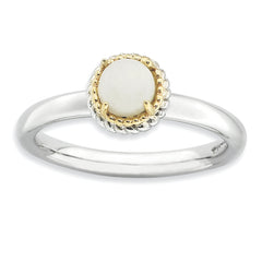 Sterling Silver & 14k Stackable Expressions White Agate Polished Ring