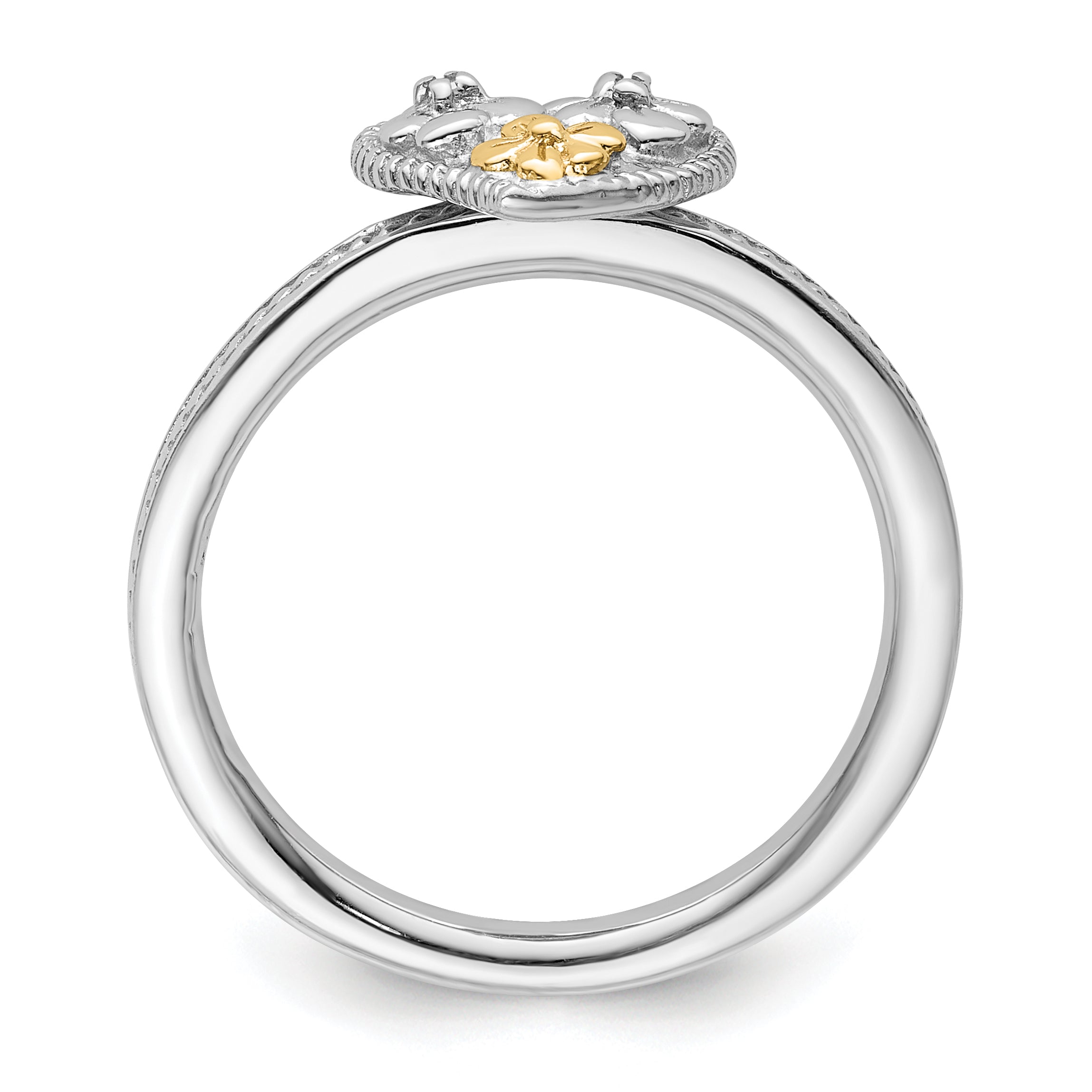 Sterling Silver & 14k Stackable Expressions Diamond Heart Ring