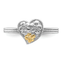 Sterling Silver & 14k Stackable Expressions Diamond Heart Ring