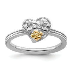 Sterling Silver & 14k Stackable Expressions Diamond Heart Ring