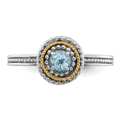 Sterling Silver & 14K Expressions Aquamarine Ring