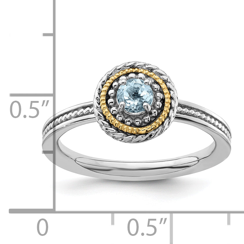 Sterling Silver & 14K Expressions Aquamarine Ring