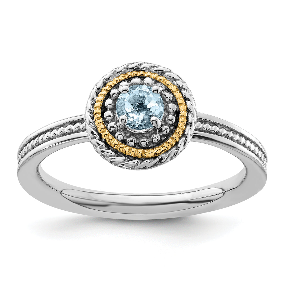 Sterling Silver & 14K Expressions Aquamarine Ring