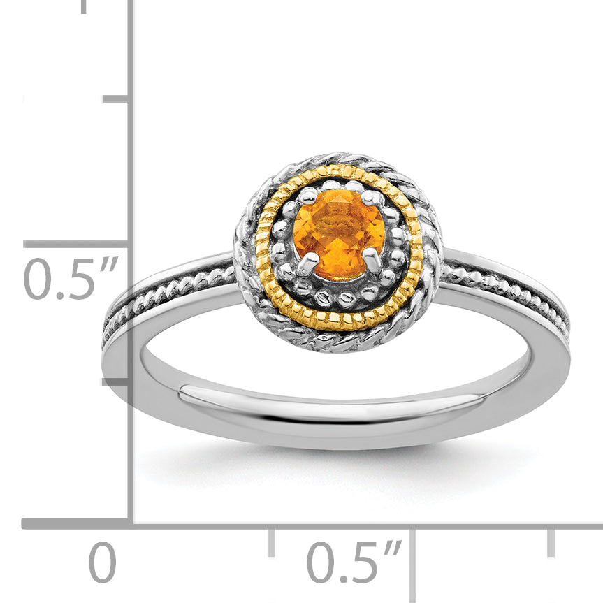 Sterling Silver & 14K Stackable Expressions Citrine Ring