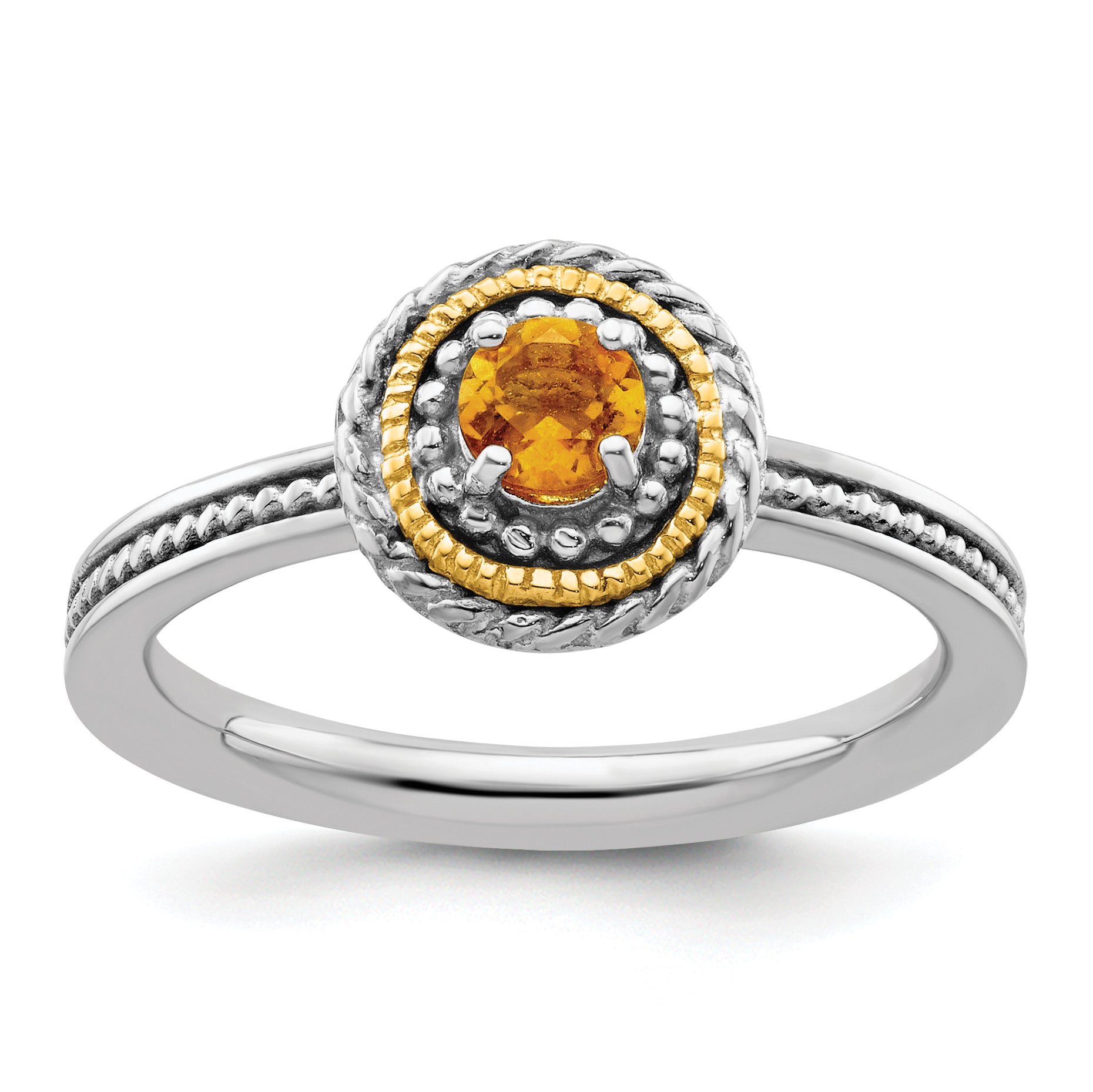 Sterling Silver & 14K Stackable Expressions Citrine Ring