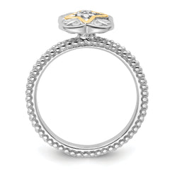 Sterling Silver & 14k Stackable Expressions Diamond Ring