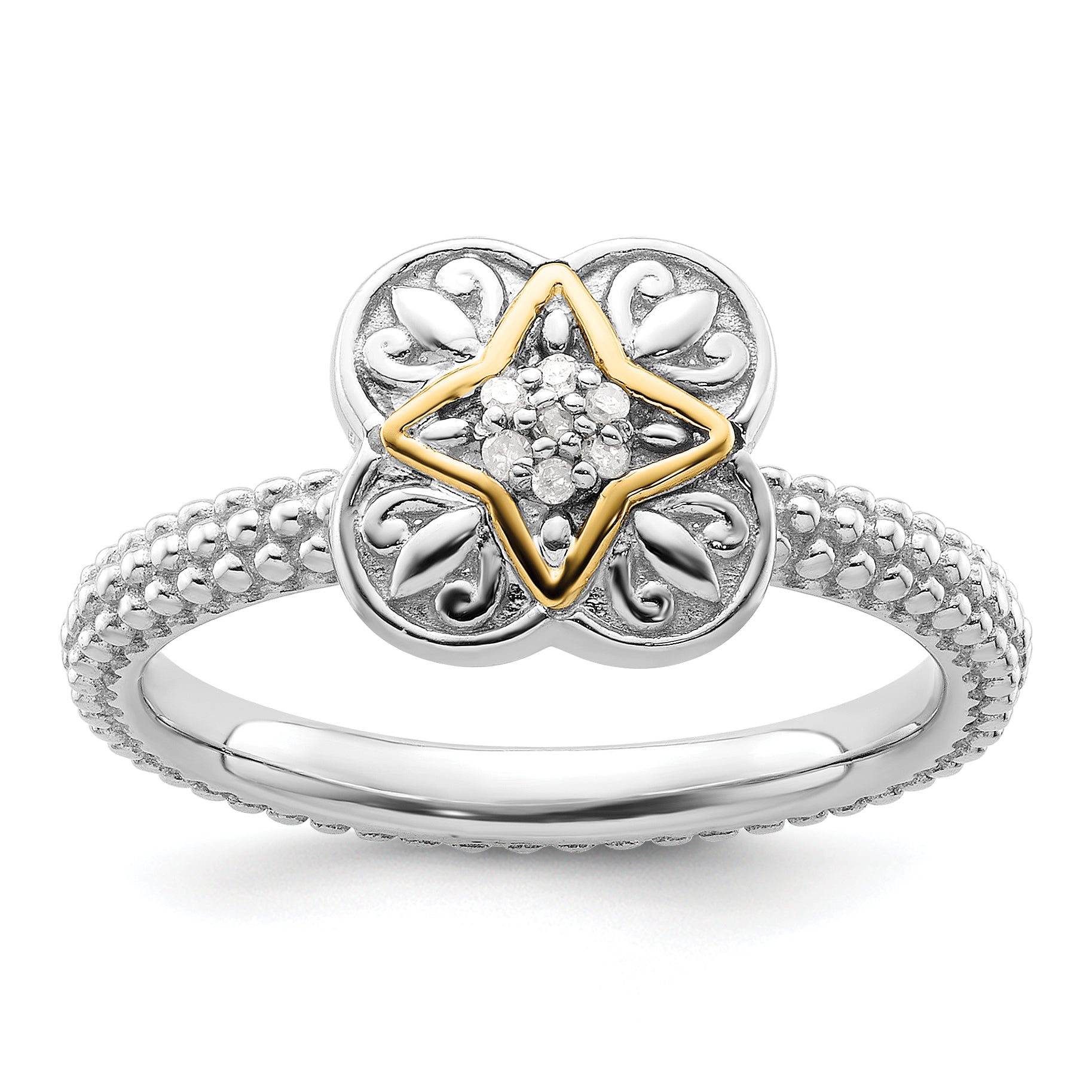 Sterling Silver & 14k Stackable Expressions Diamond Ring