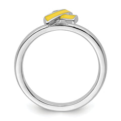 Sterling Silver Stackable Expressions Yellow Enameled Awareness Ribbon Ring