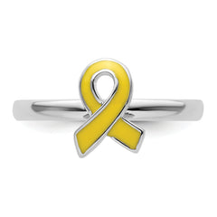 Sterling Silver Stackable Expressions Yellow Enameled Awareness Ribbon Ring