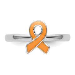 Sterling Silver Stackable Expressions Orange Enameled Awareness Ribbon Ring