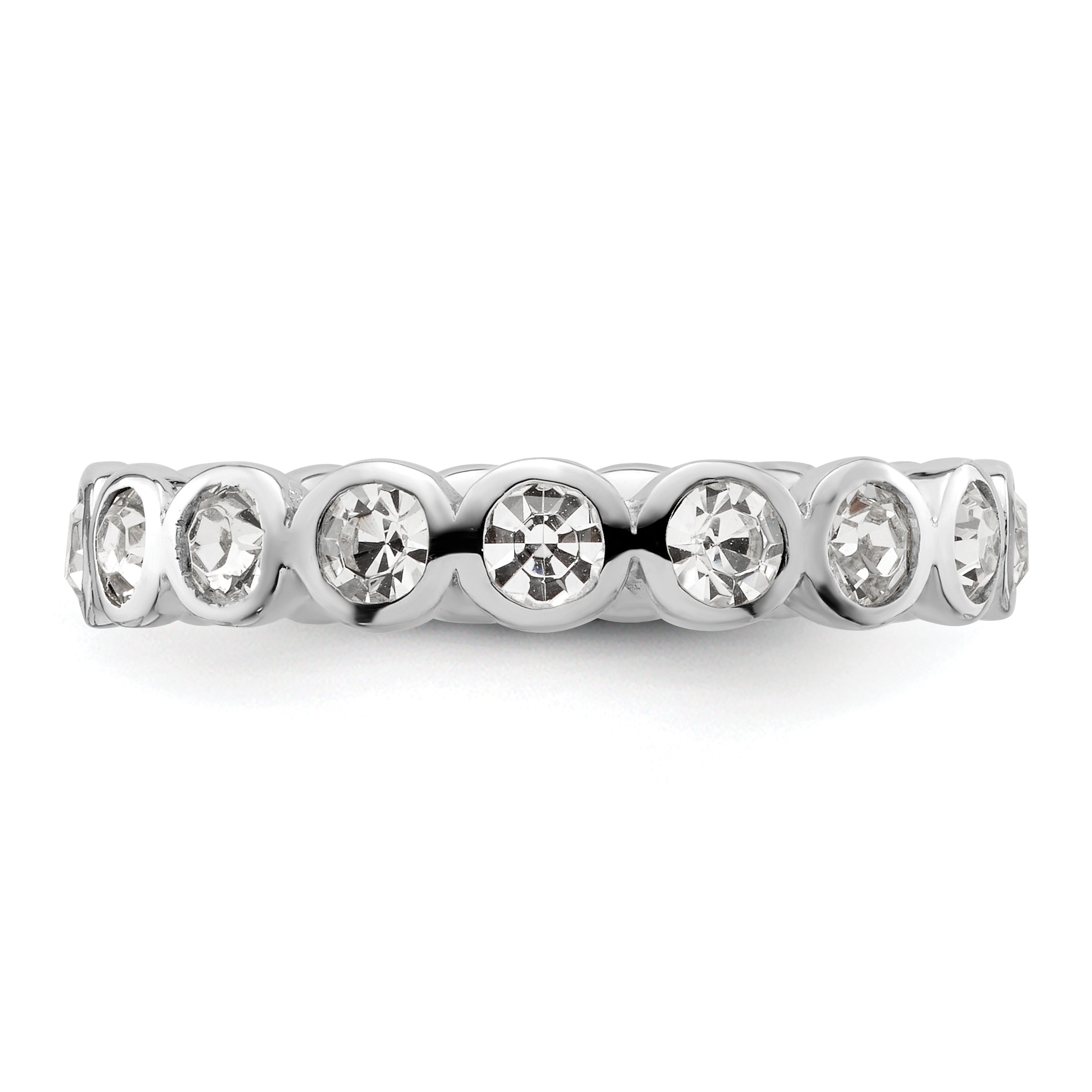 Sterling Silver Stackable Expressions April Swarovski Ring