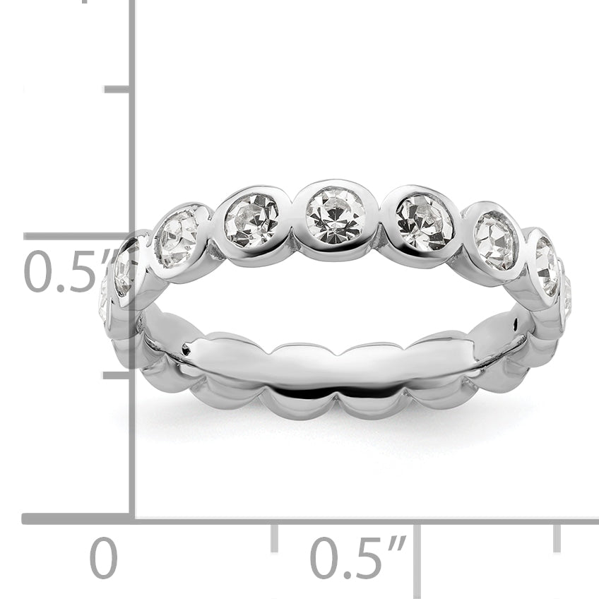 Sterling Silver Stackable Expressions April Swarovski Ring