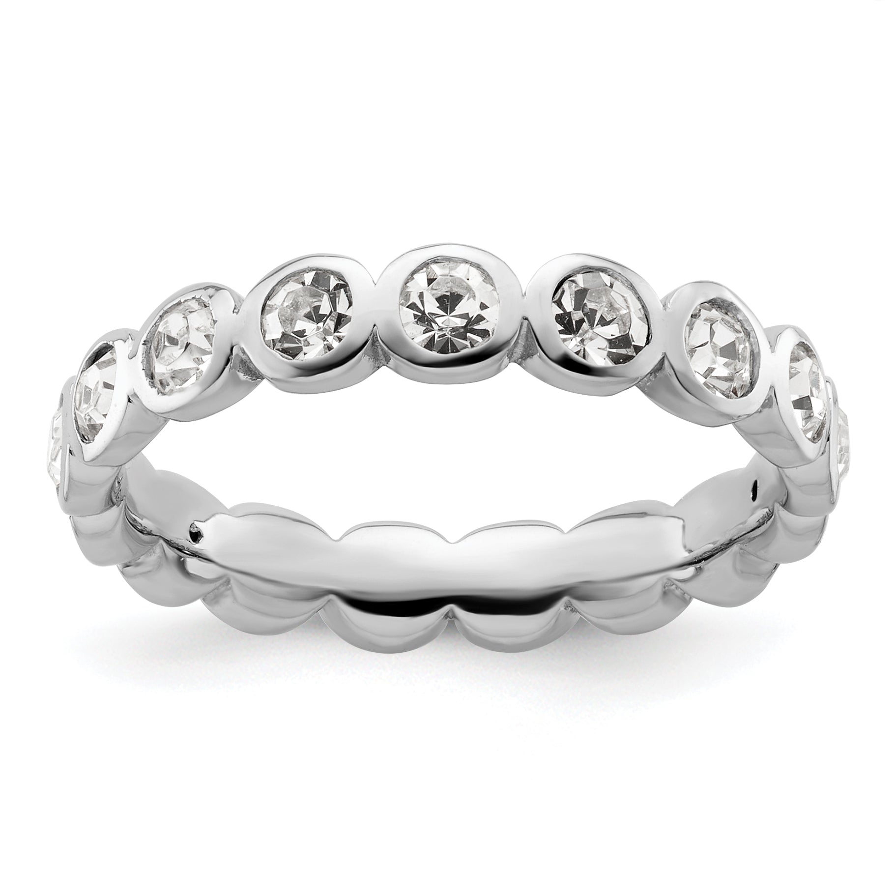 Sterling Silver Stackable Expressions April Swarovski Ring