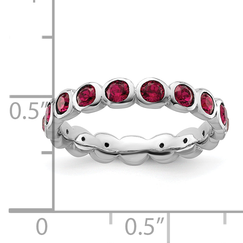 Sterling Silver Stackable Expressions July Swarovski Ring