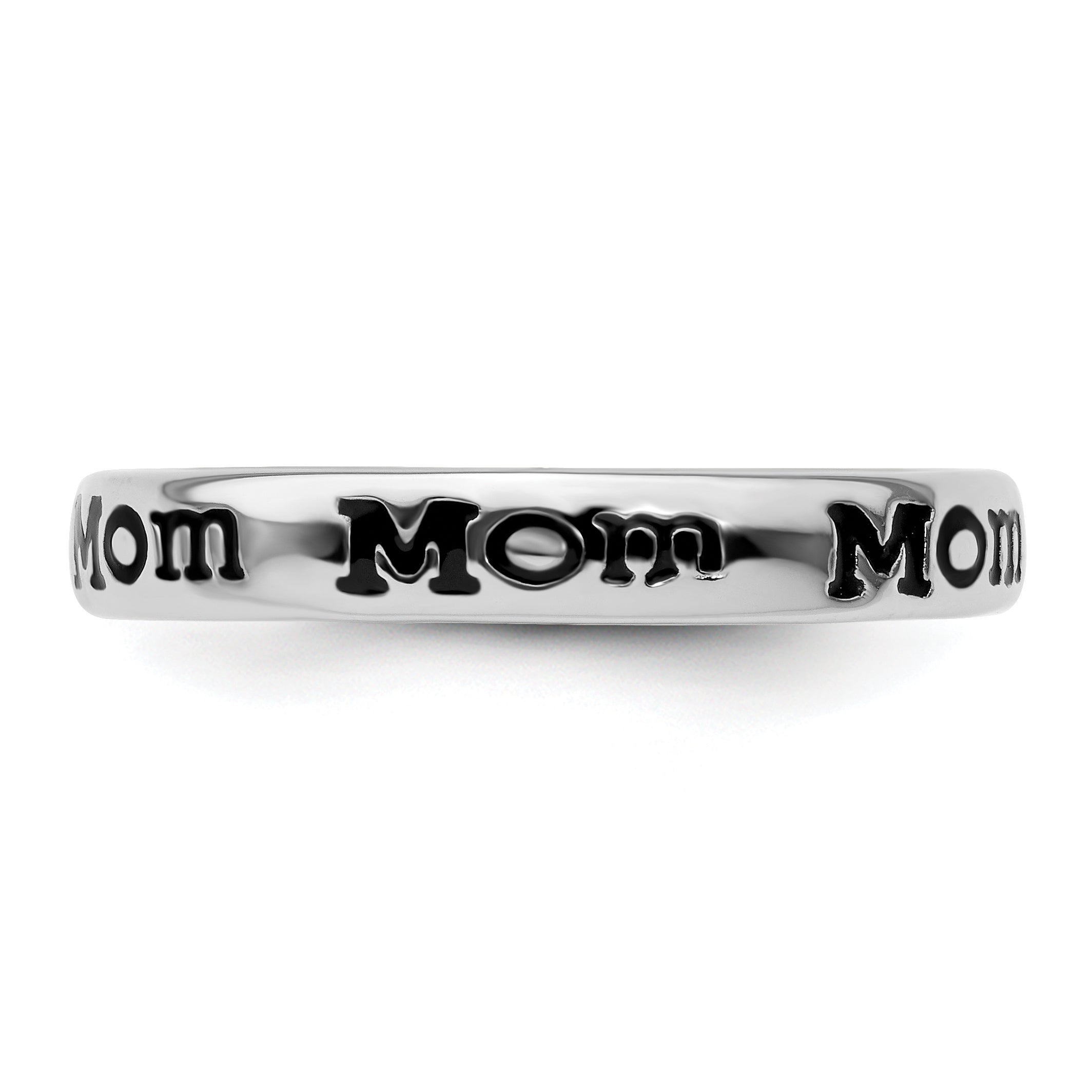 Sterling Silver Stackable Expressions Polished Enameled Mom Ring