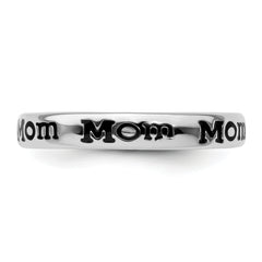 Sterling Silver Stackable Expressions Polished Enameled Mom Ring