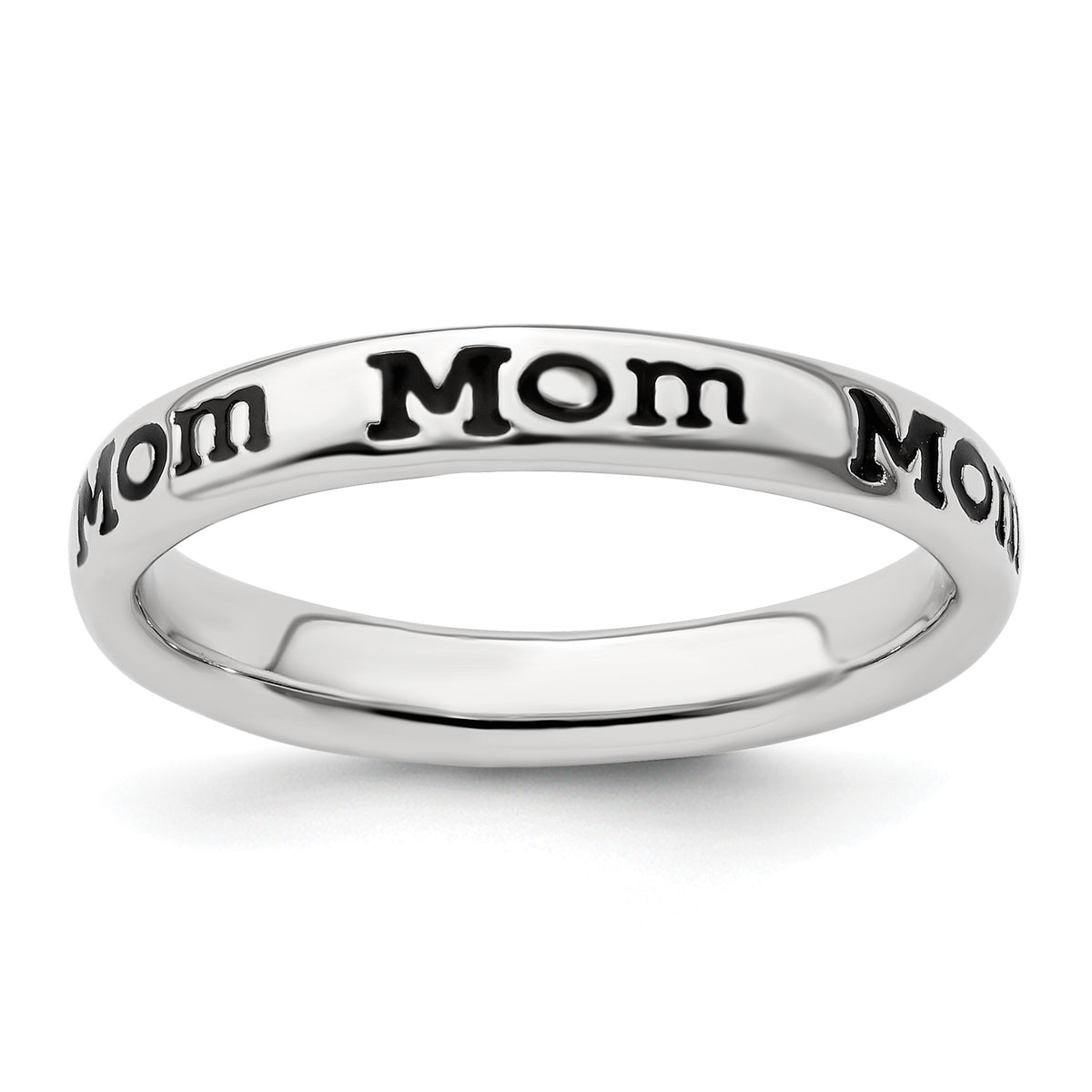 Sterling Silver Stackable Expressions Polished Enameled Mom Ring