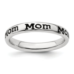 Sterling Silver Stackable Expressions Polished Enameled Mom Ring