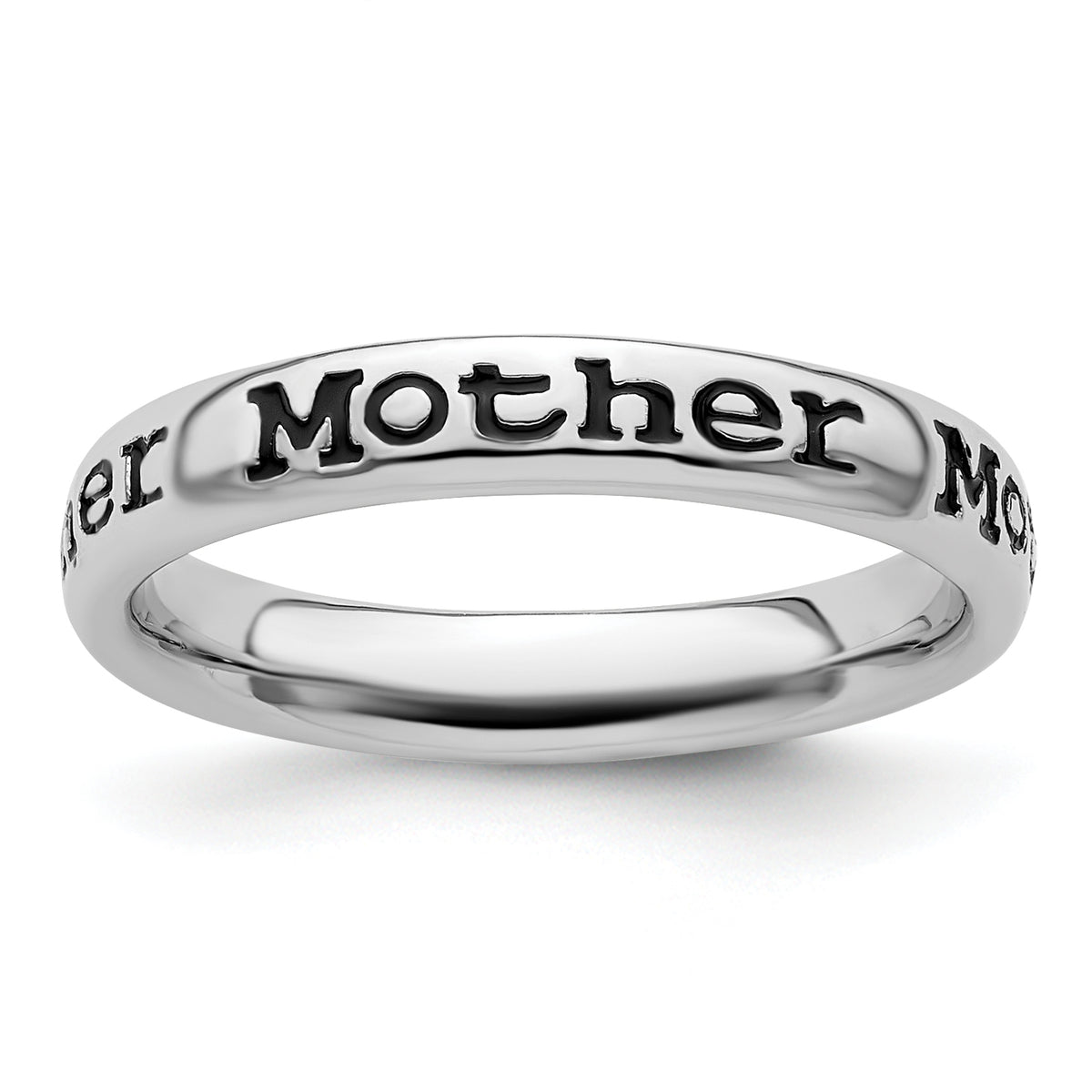 Sterling Silver Stackable Expressions Polished Enameled Mother Ring