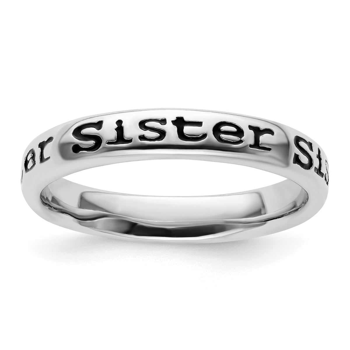 Sterling Silver Stackable Expressions Polished Enameled Sister Ring