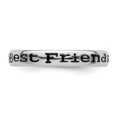 Sterling Silver Stackable Expressions Polished Enameled Friends Ring